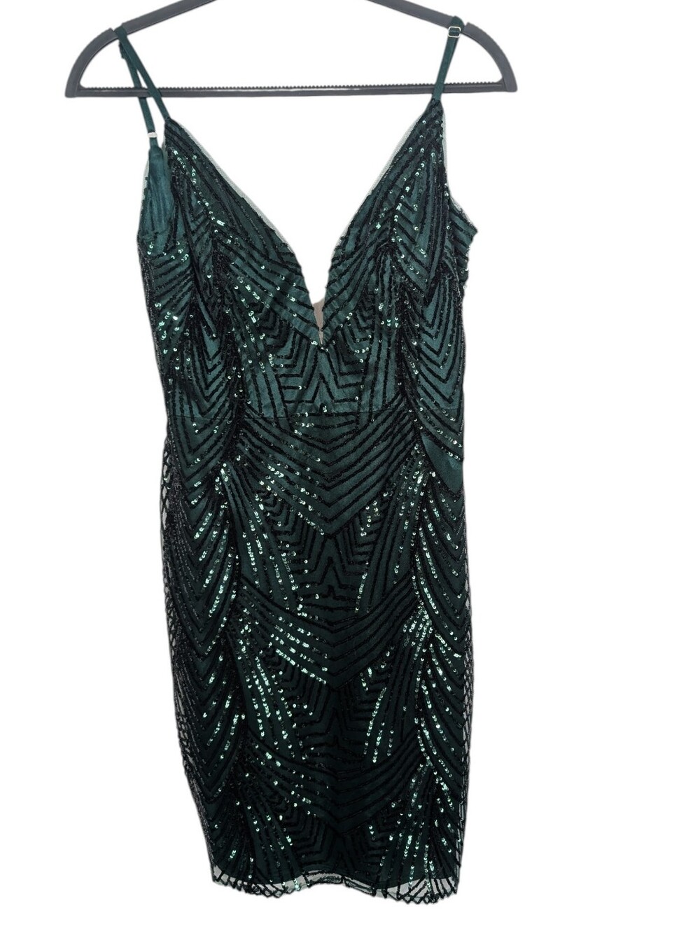 Revelry Camilla Geo Sequin Emerald‎ Green Formal Event Cocktail Dress Size 8